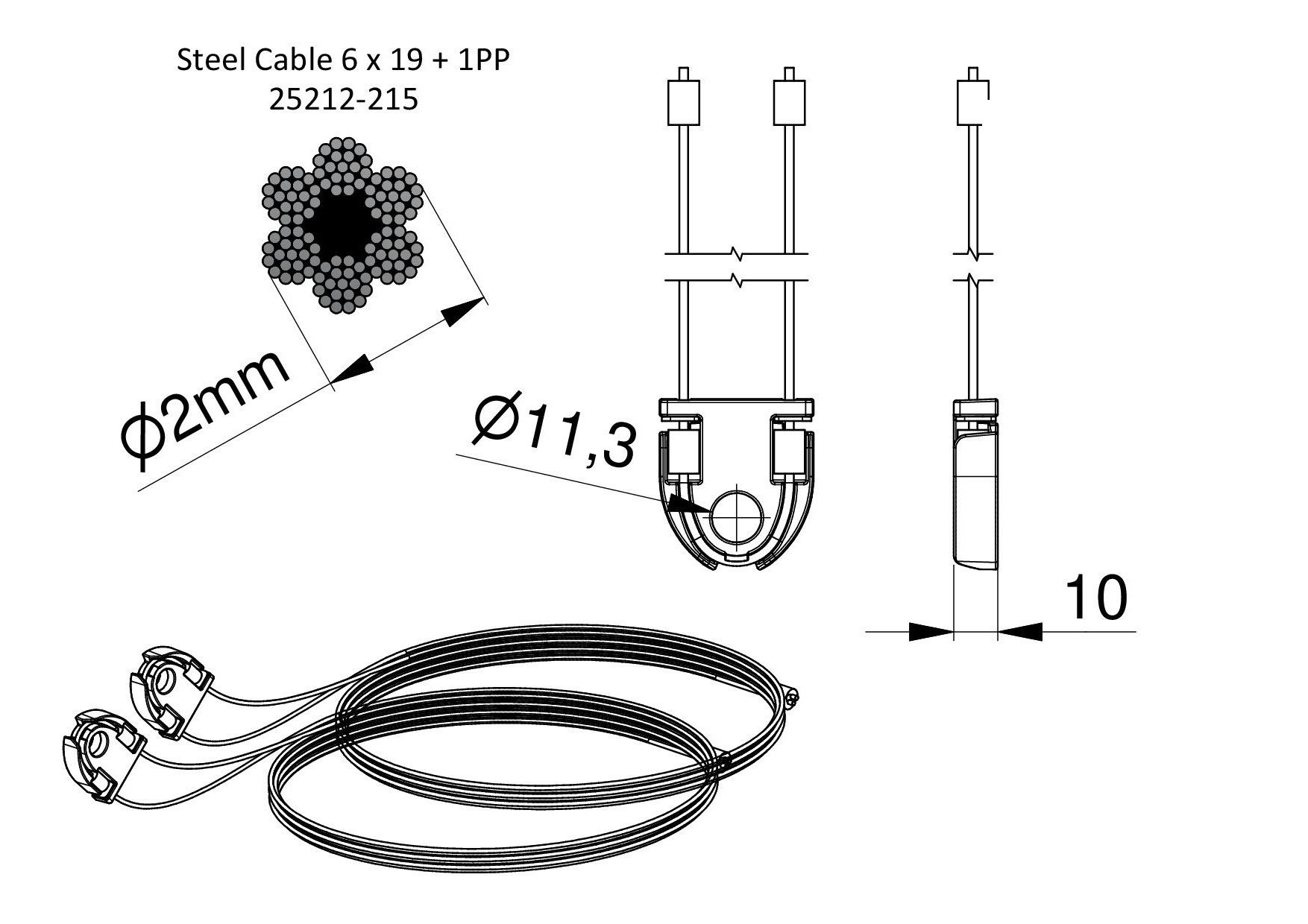 Gaine rangement câble Diamètre ext. 25 mm / int. 21 mm - 2.50